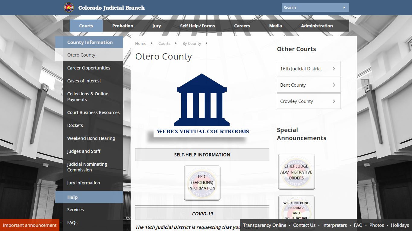 Colorado Judicial Branch - Otero County - Homepage