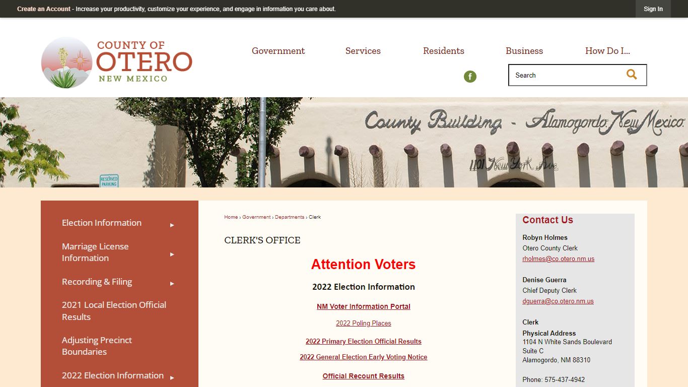 CLERK'S OFFICE | Otero County, NM